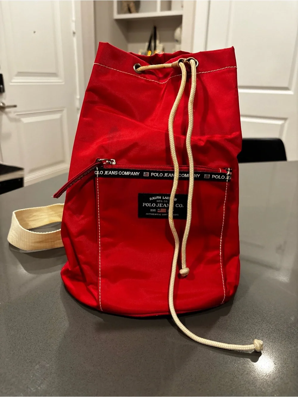Ralph Lauren Polo Sport Baby Blue Drawstring Bucket Bag Y2K 90's Vntg